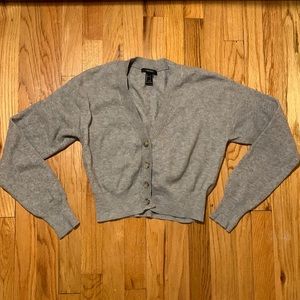 Grey Small Cropped Sweater Cardigan